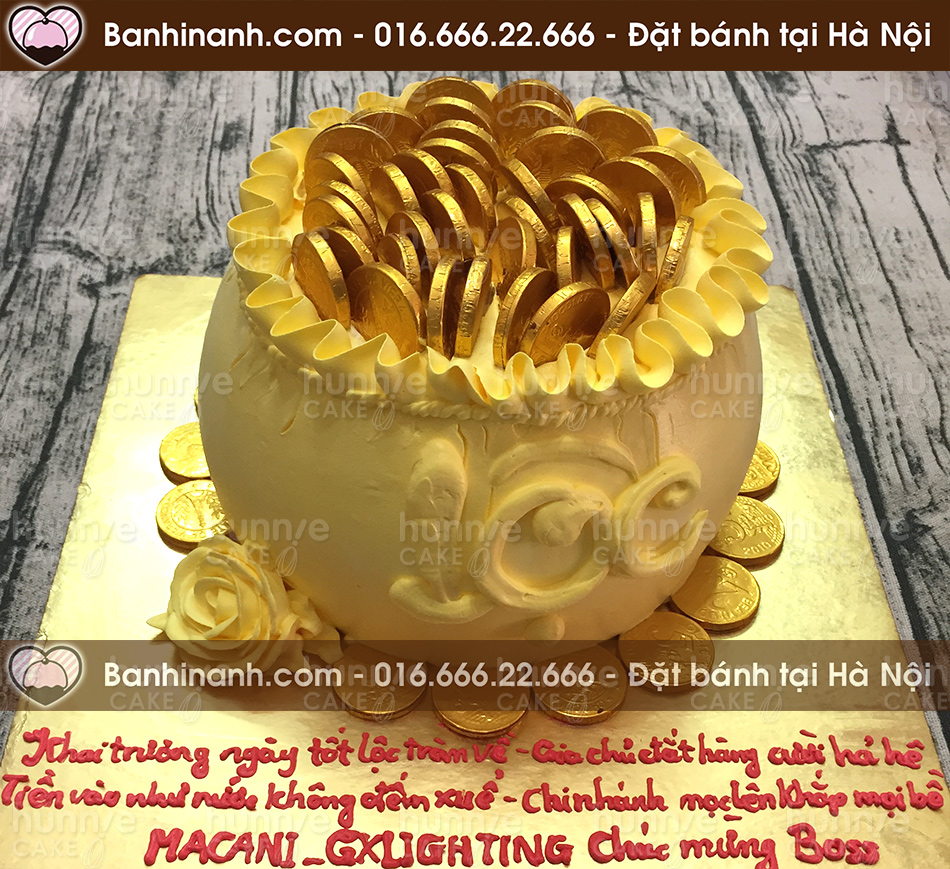 Bánh gato 3D hình hũ vàng tài lộc dành tặng tân gia, khai trương mang nhiều may mắn, tài lộc 3662 - Bánh gato sinh nhật ngon đẹp