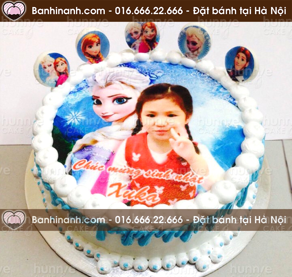 Bánh gato in ảnh công chúa Elsa có ghép thêm hình của bé - bánh dành tặng các bé gái 2728 - Bánh gato sinh nhật ngon đẹp
