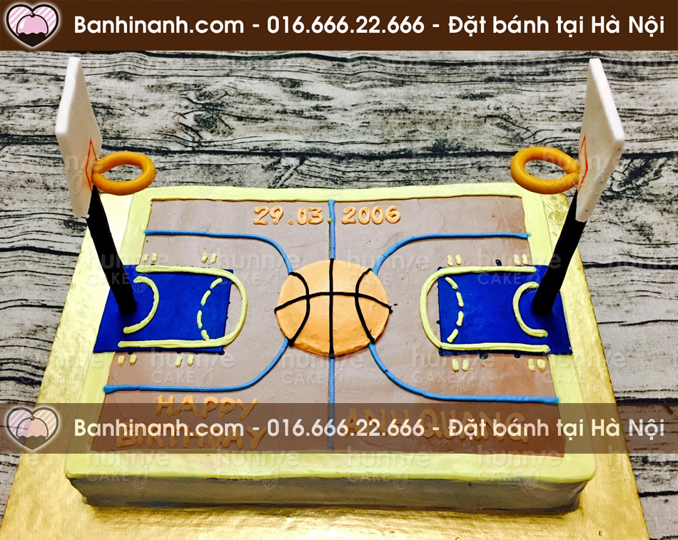 Bánh gato sinh nhật hình chữ nhật làm thành hình một sân bóng rổ dành cho các bạn yêu thể thao 3583 - Bánh gato sinh nhật ngon đẹp