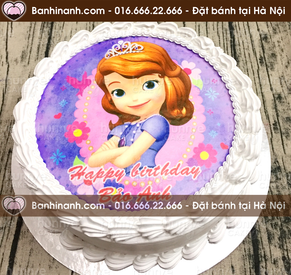 Bánh gato sinh nhật in ảnh công chúa đệ nhất Sofia the first tông tím trắng cho bé gái 2345 - Bánh gato sinh nhật ngon đẹp