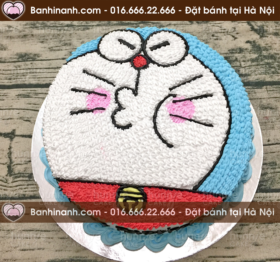 Bánh gato sinh nhật mặt Doremon mắt híp, chu mỏ phồng má cực đáng yêu 1285 - Bánh gato sinh nhật ngon đẹp