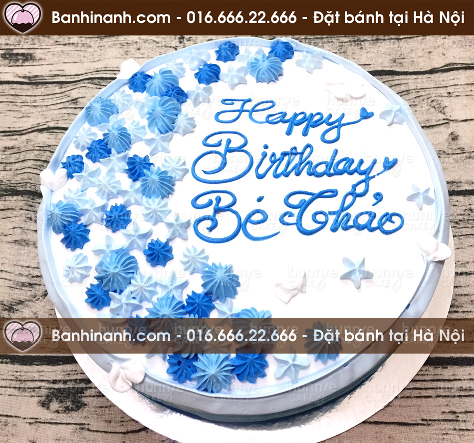 Bánh gato sinh nhật trang trí kem tông xanh hình bán nguyệt một bên ghi chữ đơn giản nhưng tinh tế 3433 - Bánh gato sinh nhật ngon đẹp