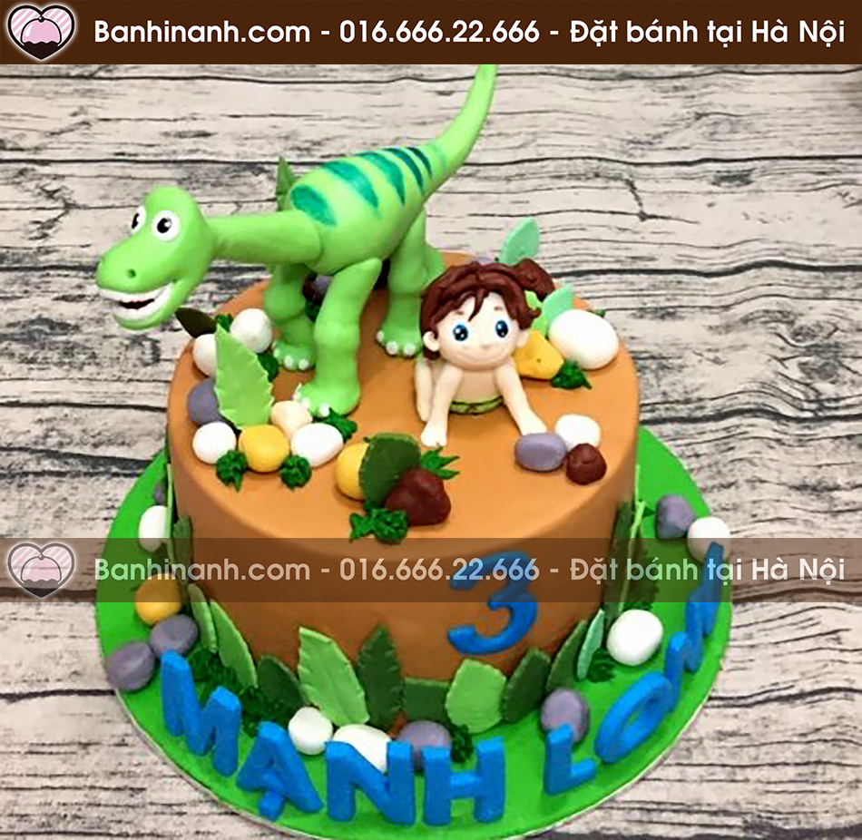Bánh sinh nhật đẹp hình khủng long và em bé trong phim chú khủng long tốt bụng - The Good Dinosaur 3710 - Bánh gato sinh nhật ngon đẹp
