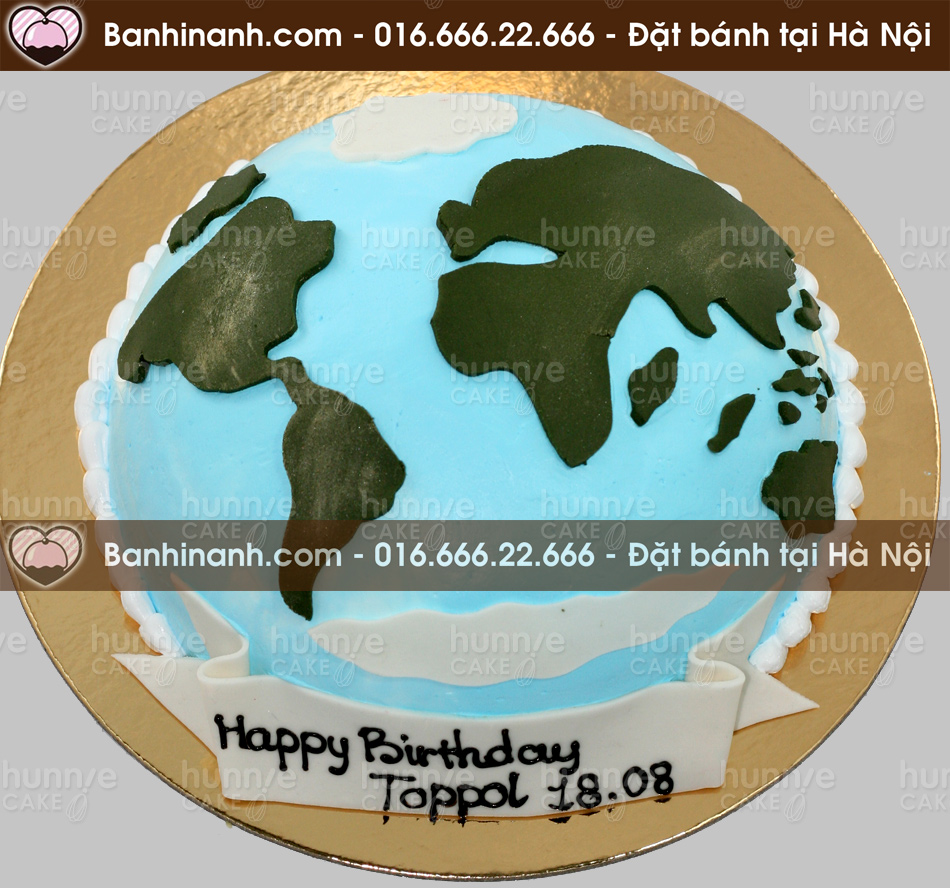 Bánh sinh nhật hình trái đất - với 5 châu 4 biển 1990 - Bánh gato sinh nhật ngon đẹp