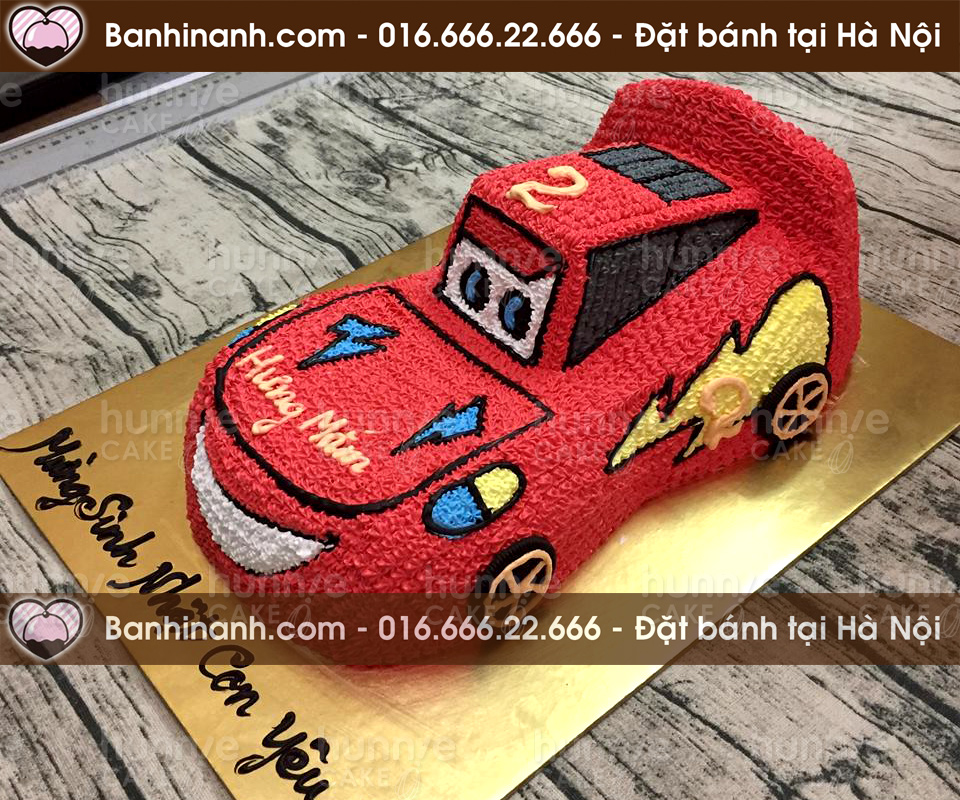 Quà tặng sinh nhật bé trai - Bánh gato tạo hình 3D ô tô McQueen tia chớp - Lighting Mc Queen 506 - Bánh gato sinh nhật ngon đẹp