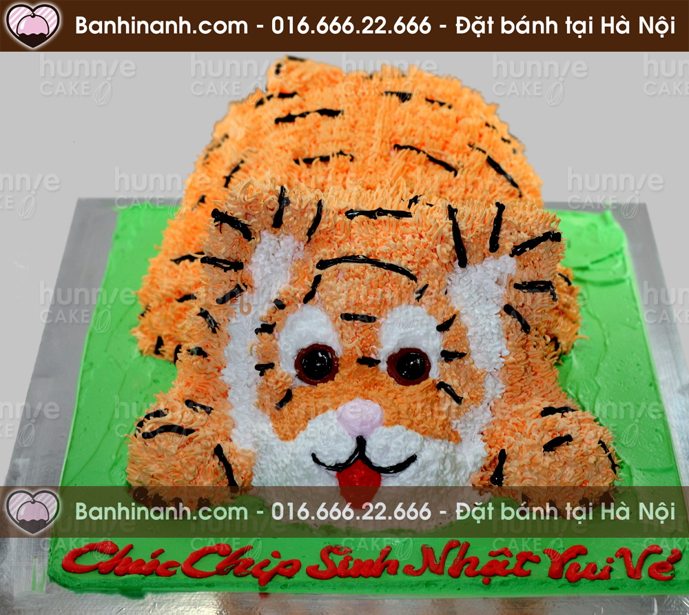 Bánh gato đẹp 3d làm hình con hổ con độc đáo, dễ thương dành cho bé trai 2543 - Bánh gato sinh nhật ngon đẹp