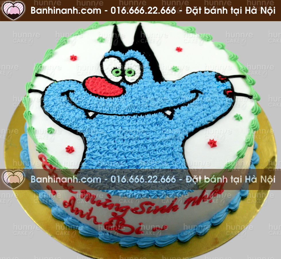 Bánh Gato kem vẽ hình Oggy - Chú mèo tinh nghịch 309 - Bánh gato sinh nhật ngon đẹp