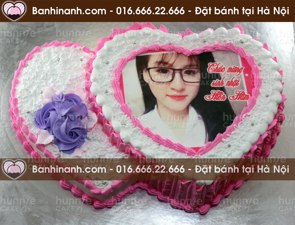 Bánh sinh nhật in ảnh hình trái tim lồng tình yêu lãng mạn tặng người yêu, tặng bạn gái tông hồng trắng 2411 - Bánh gato sinh nhật ngon đẹp